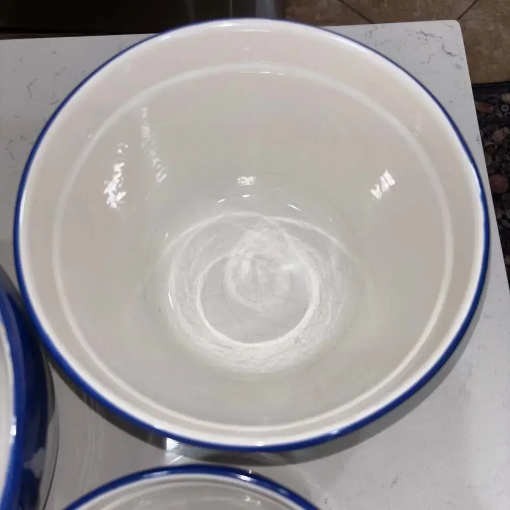 Vintage Dansk Blue and White Striped Nesting Mixing Bowl Set, 3-Piece